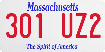 MA license plate 301UZ2
