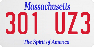 MA license plate 301UZ3