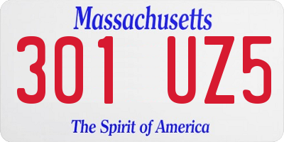 MA license plate 301UZ5