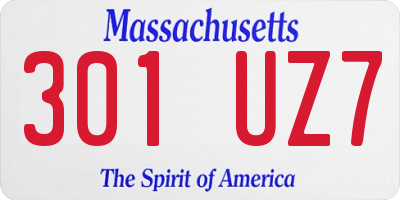 MA license plate 301UZ7