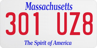 MA license plate 301UZ8