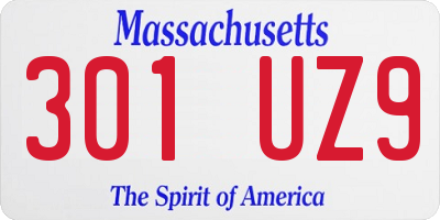 MA license plate 301UZ9