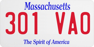 MA license plate 301VA0