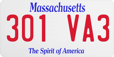 MA license plate 301VA3