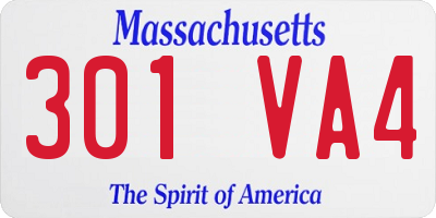 MA license plate 301VA4
