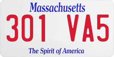MA license plate 301VA5