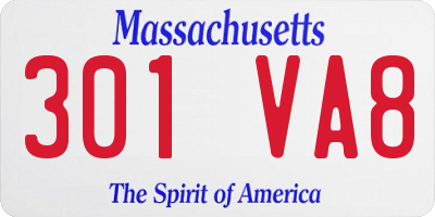 MA license plate 301VA8