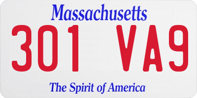 MA license plate 301VA9