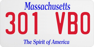 MA license plate 301VB0