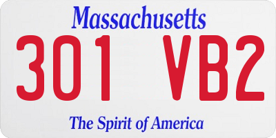 MA license plate 301VB2