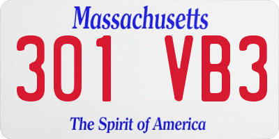 MA license plate 301VB3