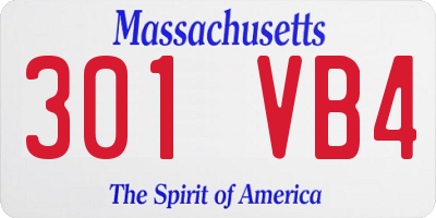 MA license plate 301VB4
