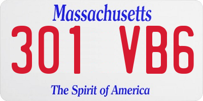 MA license plate 301VB6