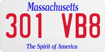 MA license plate 301VB8