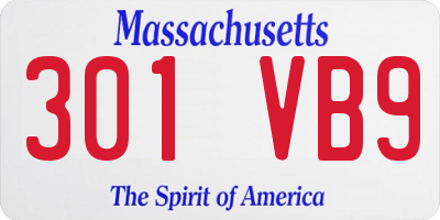 MA license plate 301VB9