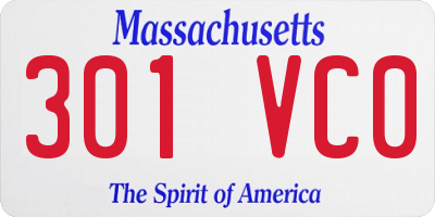 MA license plate 301VC0