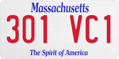 MA license plate 301VC1