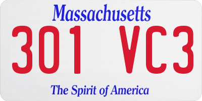 MA license plate 301VC3