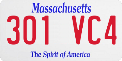 MA license plate 301VC4