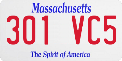 MA license plate 301VC5