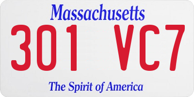 MA license plate 301VC7