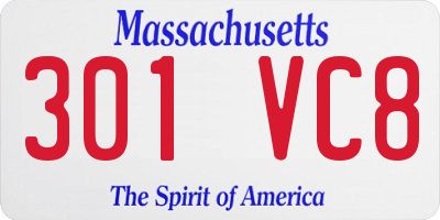 MA license plate 301VC8