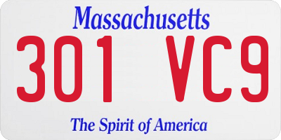 MA license plate 301VC9