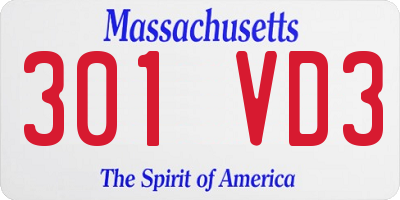 MA license plate 301VD3