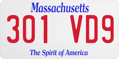 MA license plate 301VD9
