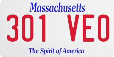 MA license plate 301VE0