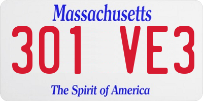 MA license plate 301VE3