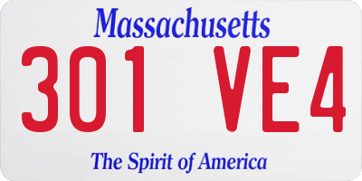 MA license plate 301VE4