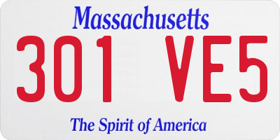 MA license plate 301VE5