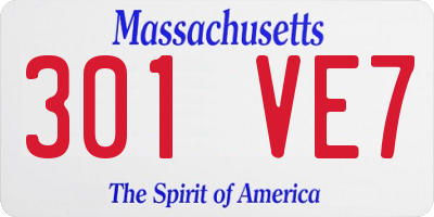 MA license plate 301VE7