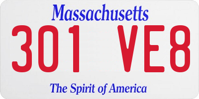 MA license plate 301VE8