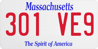 MA license plate 301VE9