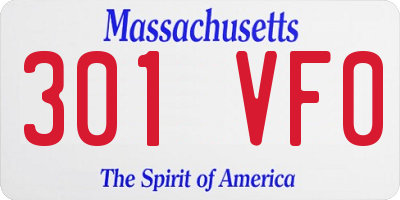 MA license plate 301VF0