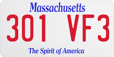 MA license plate 301VF3