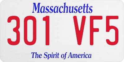 MA license plate 301VF5