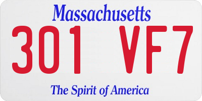 MA license plate 301VF7