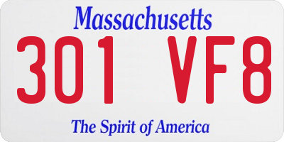 MA license plate 301VF8