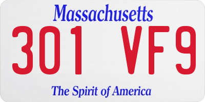 MA license plate 301VF9
