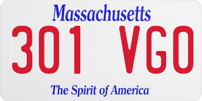 MA license plate 301VG0