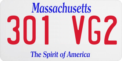 MA license plate 301VG2