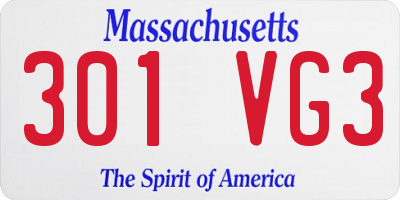 MA license plate 301VG3
