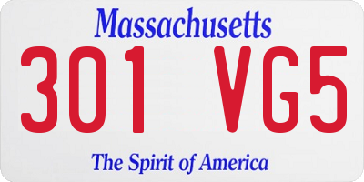 MA license plate 301VG5