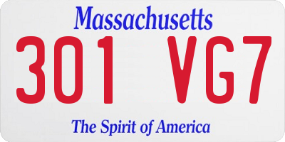 MA license plate 301VG7