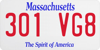 MA license plate 301VG8