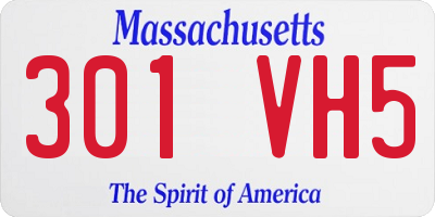 MA license plate 301VH5