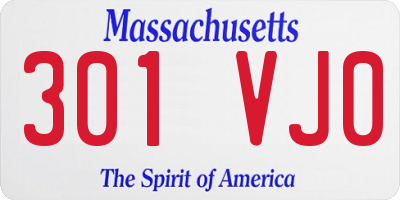 MA license plate 301VJ0